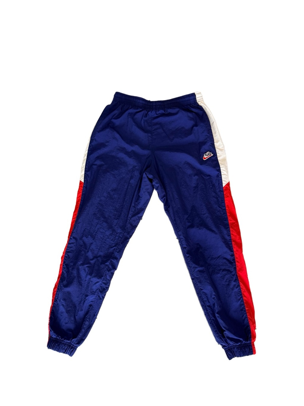 Vintage 90s Y2K Nike Blue Red White Baggy Nylon Track Pants Men’s